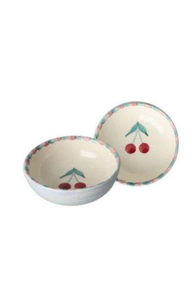 Rice By Rice Ceramic Dipping Bowl Hand Painted Cherries In Multi