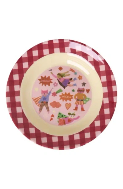 Rice By Rice Melamine Kids Bowl Hero In Pink