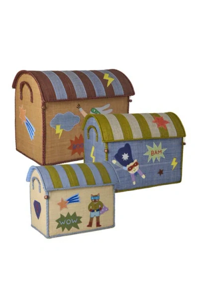 Rice By Rice Raffia Toy Baskets Hero Set 3pc In Multi