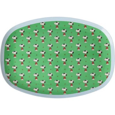 Rice By Rice Rectangular Plate Snoopy In Green