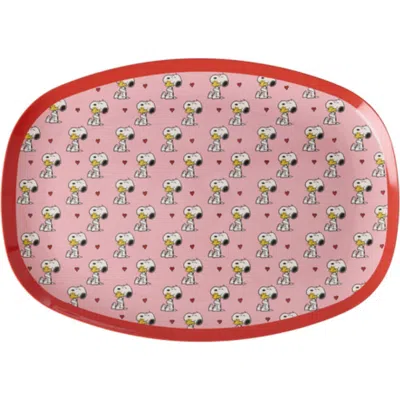 Rice By Rice Rectangular Plate Snoopy In Pink