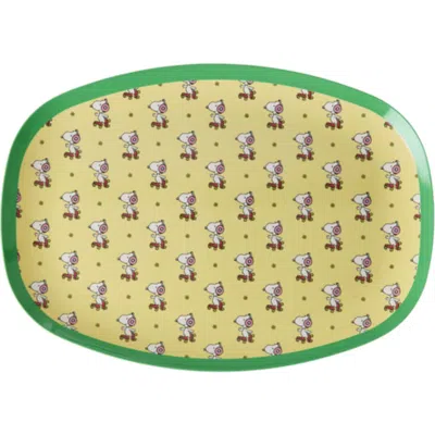 Rice By Rice Rectangular Plate Snoopy In Yellow
