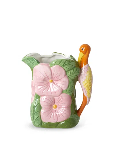Rice Ceramic Flower-shaped Vase In Green