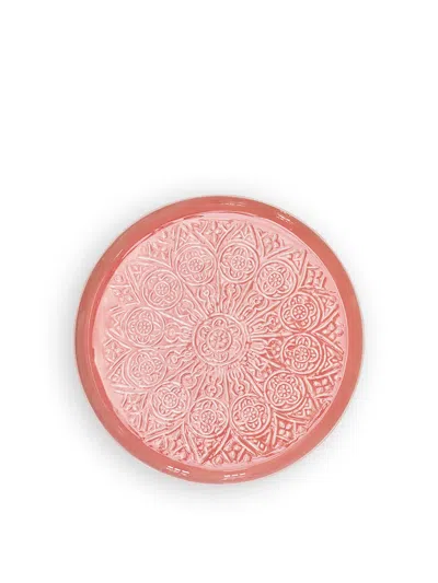 Rice Large Metal Round Tray Coral