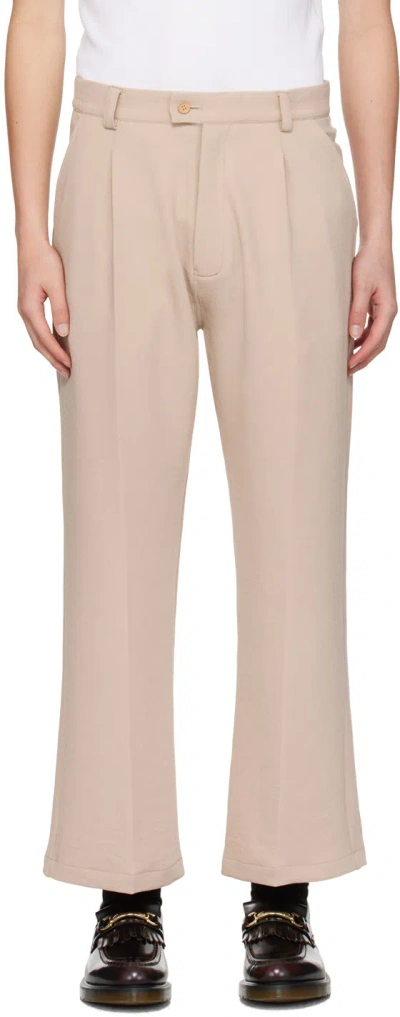 Rice Nine Ten Beige Bootcut Trousers In Light Beige