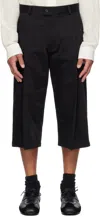 Rice Nine Ten Black Three Quarter Chinos 2tuck Shorts In Black