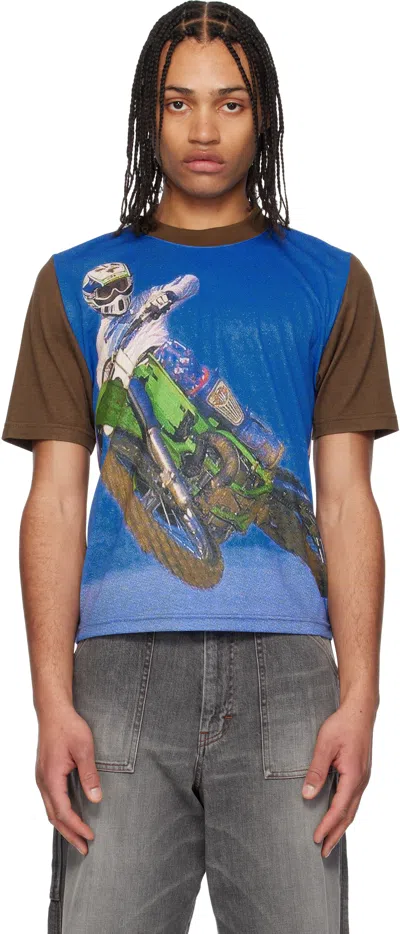 Rice Nine Ten Blue & Brown Photo Print T-shirt