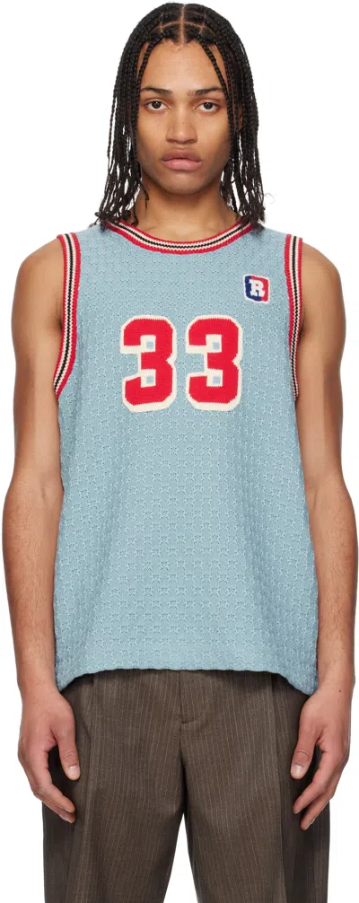 Rice Nine Ten Blue Knitting Basketball Tank Top In Light Blue