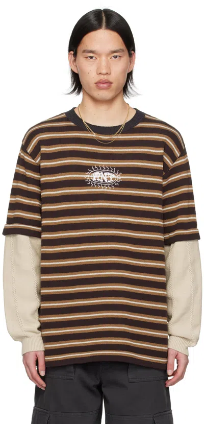 Rice Nine Ten Brown Layered Long Sleeve T-shirt In Dark Brown