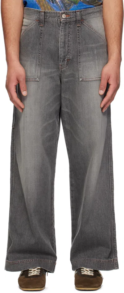 Rice Nine Ten Gray Faded Painter Jeans In Black