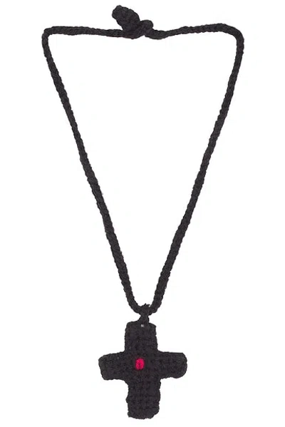 Rice Nine Ten Hand Knit Necklace In Black