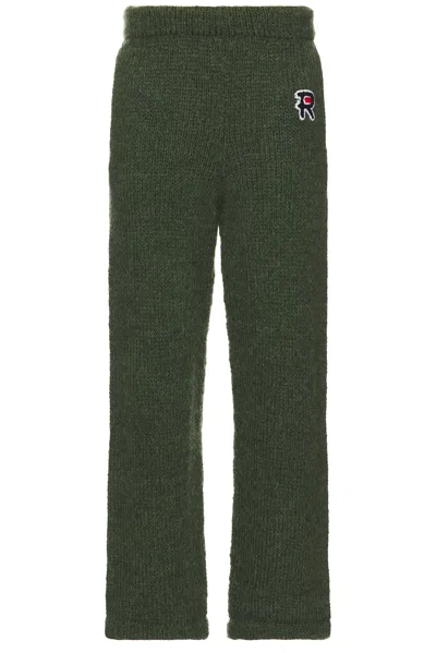 Rice Nine Ten Hand Knitted Jersey Pants In Forest Green