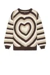 Rice Nine Ten Brown & Beige Heart Hand Knitted Sweater In Brown