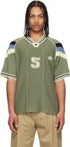 Rice Nine Ten Khaki Knitting Game T-shirt In Moss Green
