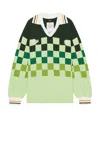 Rice Nine Ten Knitting Checkered Soccer Jersey In Light Green