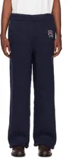 Rice Nine Ten Navy Hand Knitted Jersey Sweatpants In Navy