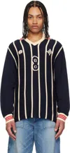 RICE NINE TEN NAVY KNITTING LONG SLEEVE SOCCER JERSEY POLO