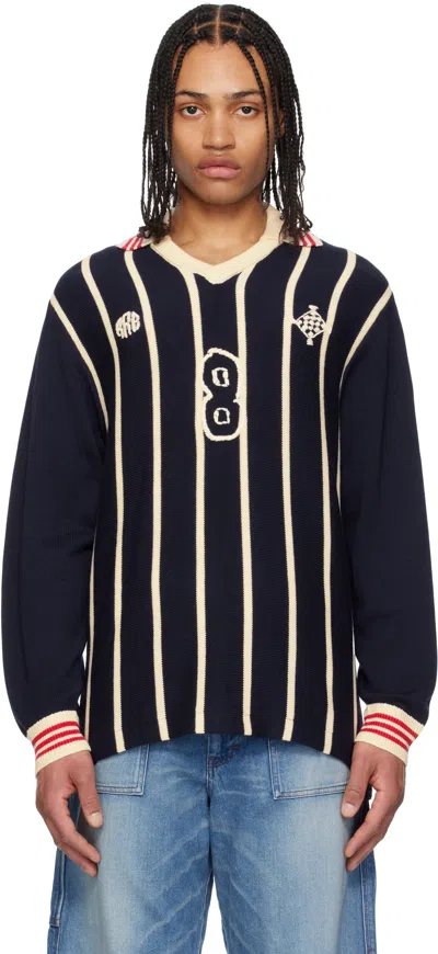 トップス RICE NINE TEN Long Sleeve Soccer Jersey Rice Nine Ten Navy Knitting Long Sleeve Soccer Jersey Polo