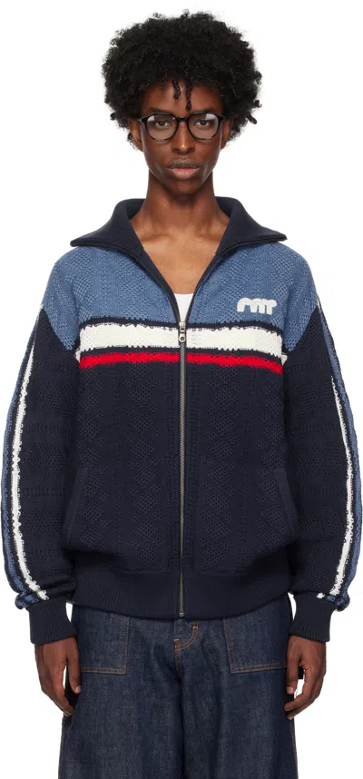 Rice Nine Ten Navy Knitting Track Jacket