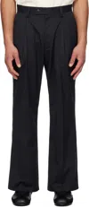 Rice Nine Ten Navy Loose Fit Trousers In Navy Pin Stripe