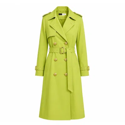 Richa Sharma Green / Gold Lime Green Luxury Trench Coat In Green/gold