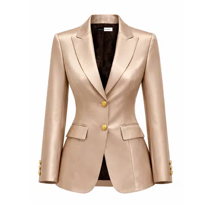 Richa Sharma Neutrals / Gold / White Champagne Silk Tailored Blazer For Women - Luxury Handcrafted Sustainable Bl In Brown