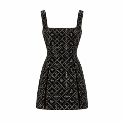 Richa Sharma Women's Black / Silver Black Velvet Mini Dress With Handcrafted Silver Metallic Embroidery In Black/silver