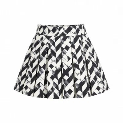 Richa Sharma Women's Black / White Monochrome Geometric Print Pleated Mini Skirt In Black/white