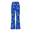 Richa Sharma Women's Blue / Gold / Silver Royal Blue Brocade Silk Trousers With Silver Floral Motifs - Handcrafte In Blue