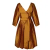 Richa Sharma Women's Brown / Gold Collared Tunic In Tafetta Silk On Mocha Mousse Hue In Brown/gold