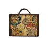 Richa Sharma Women's Brown Mini Briefcase Bag In Abstract Art Print In Vegan Leather In Brown