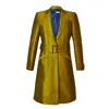 Richa Sharma Women's Gold Luxury Long Coat In Mustard Hued Silk In Gold