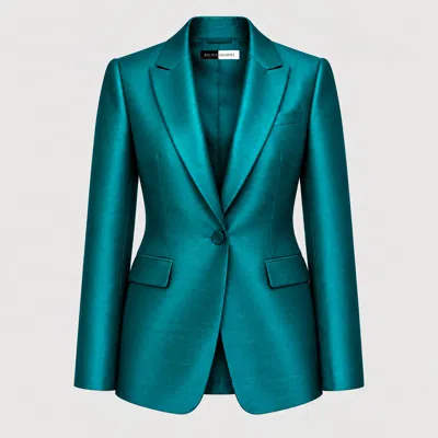 Richa Sharma Women's Green / Blue Handcrafted Luxury Teal Silk Blazer In Green/blue