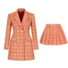 Richa Sharma Women's Neutrals / Pink / White Luxury Handcrafted Co-ord Set – Double-breasted Blazer And Pleated M In Multi