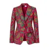 Richa Sharma Women's Pink / Gold Luxury Handcrafted Embroidered Blazer In Red