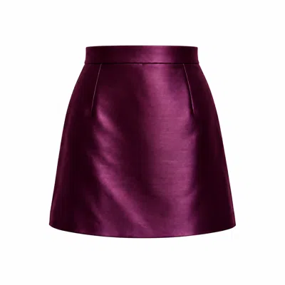 Richa Sharma Women's Purple Handcrafted High-waisted Silk Mini Skirt In Burgundy