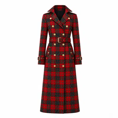 Richa Sharma Women's Red / Black / Brown Heritage Red Tartan Double Breasted Luxury Coat In Red/black/brown