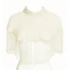 Richa Sharma Women's White Handmade Ivory Pearl Cape - Beaded Fringe Shawl In White