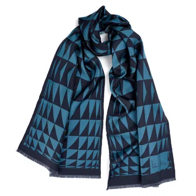 Richard Allan London Women's Blue Navy Prism Long Silk Scarf