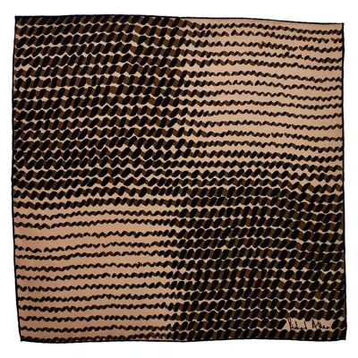 Richard Allan London Women's Brown Khaki Dash Silk Neckerchief