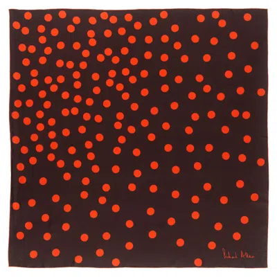 Richard Allan London Women's Brown Large Orange Polka Silk Scarf