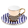 Richard Brendon Espresso Saucer & Reflect Espresso Cup In Gold/blue  White