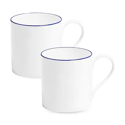 Richard Brendon Line Cobalt Large Mug, Set Of 2 In Blue/white
