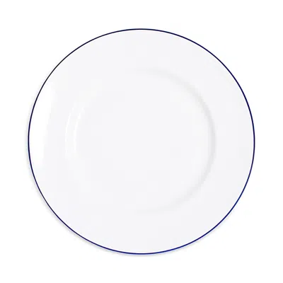 Richard Brendon Line Rimmed Dinner Plate In Blue / White