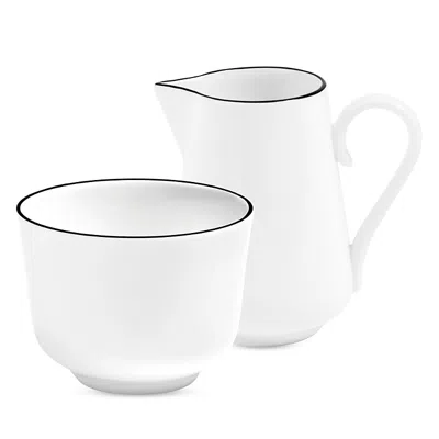 Richard Brendon Line Sugar Bowl & Milk Jug In Black/white