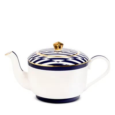 Richard Brendon Medium Bone China Teapot In Blue/white