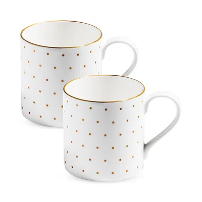Richard Brendon Polka Gold Large Mug, Set Of 2 In Gold/white
