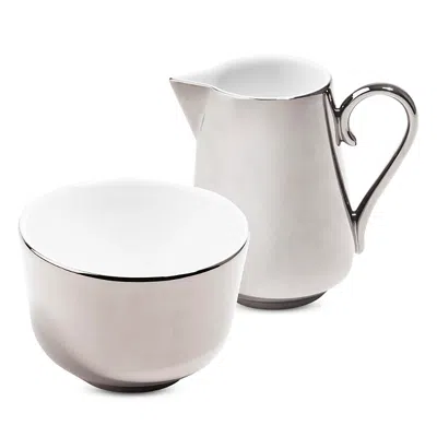 Richard Brendon Reflect Sugar Bowl & Milk Jug In Platinum/white