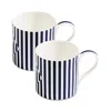 Richard Brendon Superstripe Cobalt Blue Large Mug, Set Of 2 In Blue/white