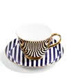 Richard Brendon Superstripe Teacup And Saucer In Blue